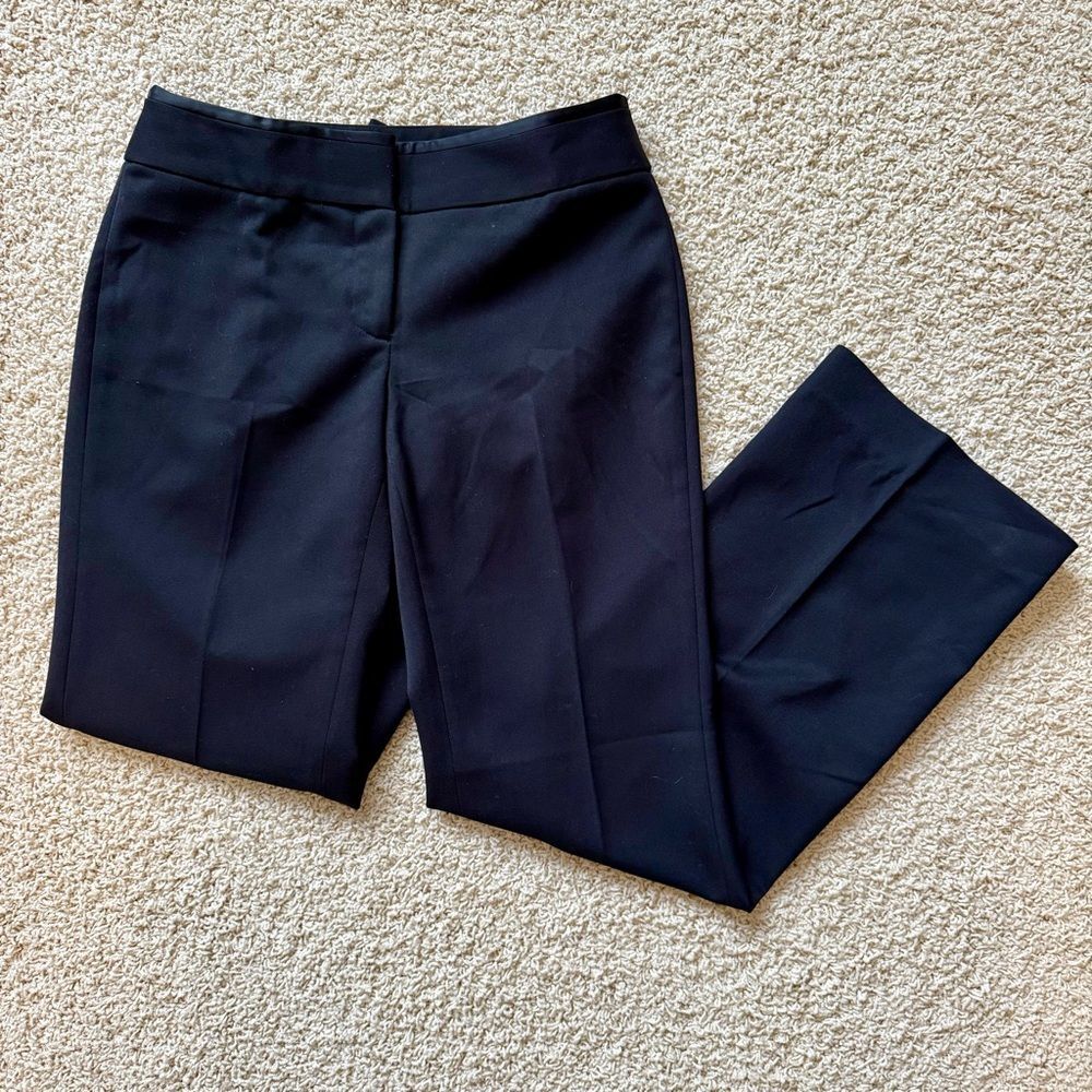WHITE HOUSE BLACK MARKET Modern Boot Cut Tuxedo Pant Black Size 2 Short